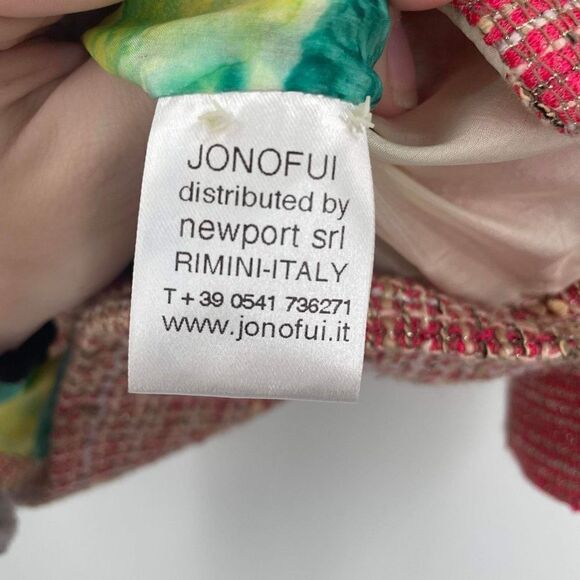 Jonofui Women's Tweed 3/4 Sleeve Lined Blazer Jacket‎ Pink Medium Silk lining - Picture 11 of 16
